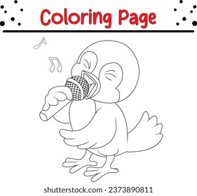 happy bird coloring page vector illustration. animal Coloring book for kids.