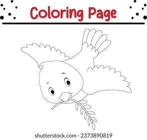 happy bird coloring page vector illustration. animal Coloring book for kids.