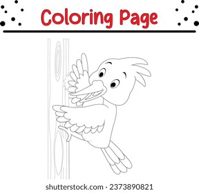 happy bird coloring page vector illustration. animal Coloring book for kids.