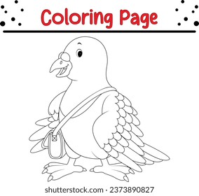 ilustración del vector de página de coloreado de pájaro feliz. libro de Colores de animales para niños.