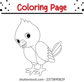 ilustración del vector de página de coloreado de pájaro feliz. libro de Colores de animales para niños.
