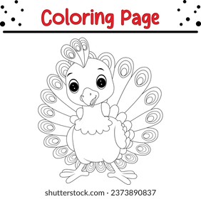 happy bird coloring page vector illustration. animal Coloring book for kids.