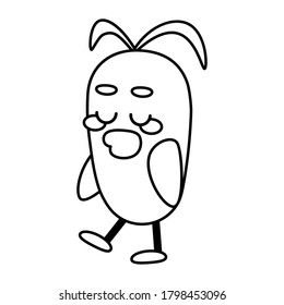 Happy bird comic cartoon. Ouline of a bird - Vector illustration
