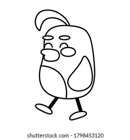 Happy bird comic cartoon. Ouline of a bird - Vector illustration