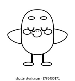 Happy bird comic cartoon. Ouline of a bird - Vector illustration