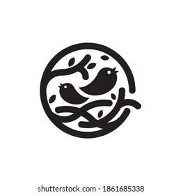 happy bird family logo vector
