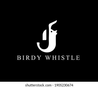 It is a Happy bird whistle simple logo design
