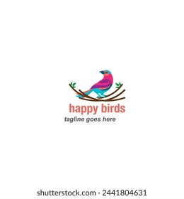 Happy Birds Logo, Animal store Logo, Animal Welfare  vector icon, Zoo vector design 