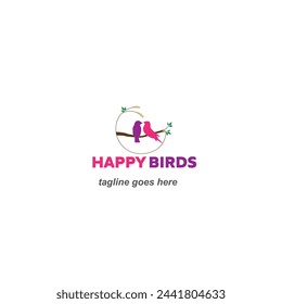 Happy Birds Logo, Animal Store Logo, Tierschutz Vektor-Symbol, Zoo Vektor-Design 