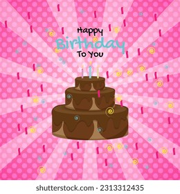 Happy Birhday Background with Birthday Cake