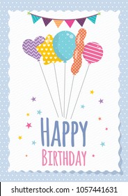 Happy Birhtday Greeting Card. Vector Illustration