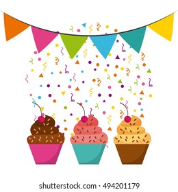 happy birrhday cake celebration vector illustration design