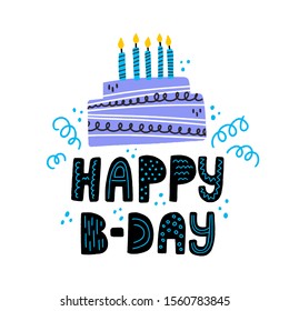 Happy Birtday Hand Drawn Lettering Bday Stock Vector (Royalty Free ...