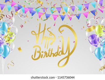 Happy birth day background, Happy Day Typography for greeting card, festival poster etc. Hand lettering illustration on white background
