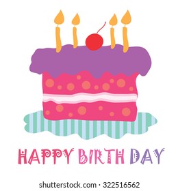 Happy Birthday Sign Birthday Cake Candles Stock Vector (Royalty Free ...