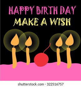 Happy birth day cake make a wish cartoon