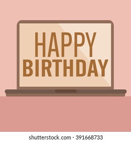 Happy Birth Day card with Laptop Vector