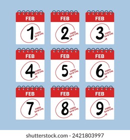 Happy Birth Day February Calender