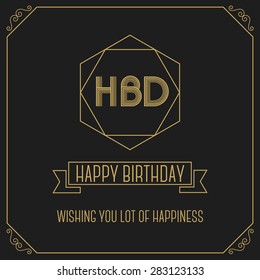 Happy birth day monochrome minimal greeting card design template