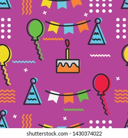 happy birth day seamless pattern background vector 