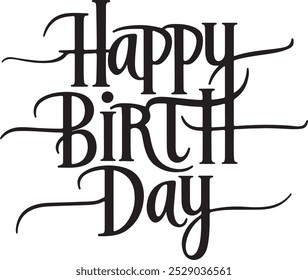 Happy Birth Day silhouette vector art design illustration