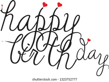 happy birth day vector illustration with red hearts