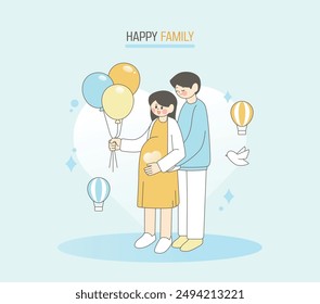 Happy Birth Encouragement Family Illustration