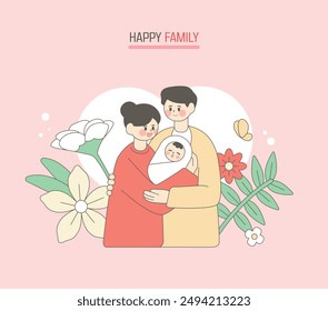 Happy Birth Encouragement Family Illustration