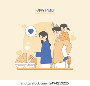 Happy Birth Encouragement Family Illustration