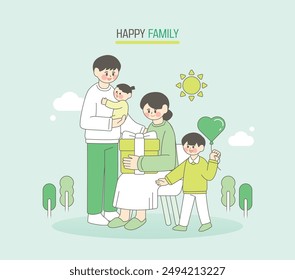 Happy Birth Encouragement Family Illustration