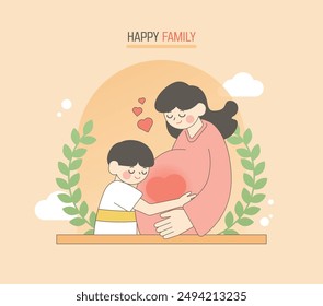 Happy Birth Encouragement Family Illustration