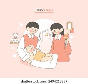 Happy Birth Encouragement Family Illustration