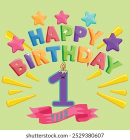 Happy Birthday. 1 year Birthday banner. 