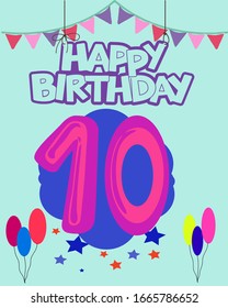 Happy Birthday 10 Years Colorful Festive Stock Vector (royalty Free 