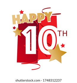 Happy birthday 10th red and gold