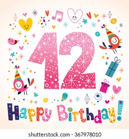 Happy Birthday 12 years kids greeting card