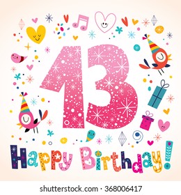 Happy Birthday 13 years kids greeting card