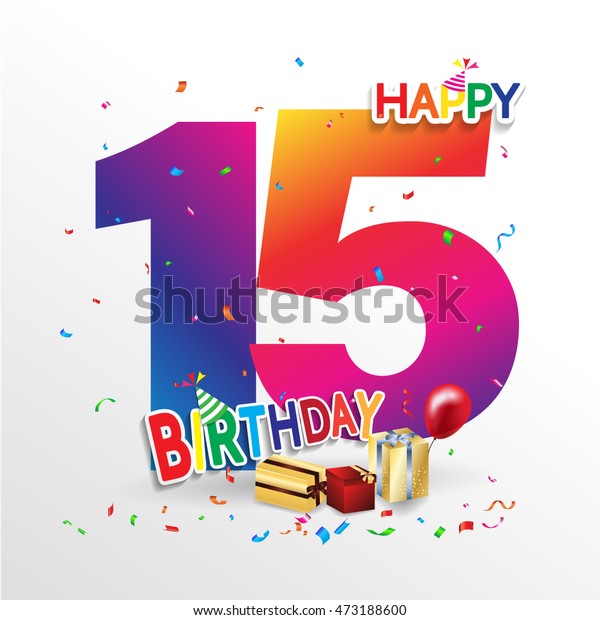Happy Birthday 15 Date Fun Celebration Stock Vector (Royalty Free ...