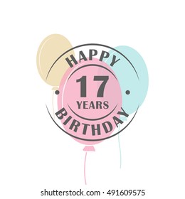 Happy Birthday 17 Years Round Logo Stock Vector (Royalty Free ...