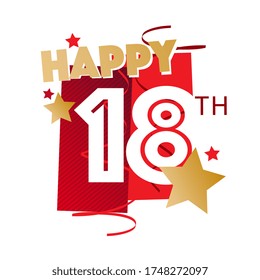 Happy birthday 18th red and gold