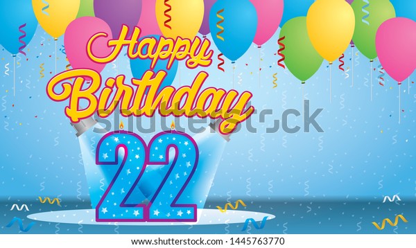 Happy Birthday 22 Greeting Card Blue Stock Vector (royalty Free 