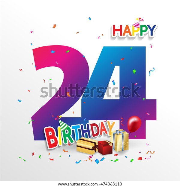Happy Birthday 24 Date Fun Celebration Stock Vector (Royalty Free ...