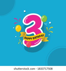 Herzlichen Glückwunsch zum Geburtstag, 3 Jahre Jubiläum Design Konzept. Design für digitales Banner oder Print.