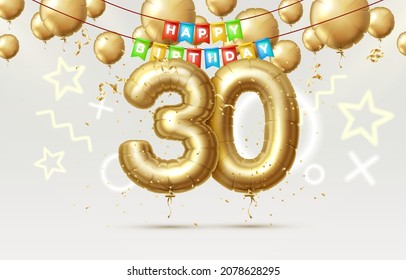 Happy Birthday 30 years  anniversary of the person's birthday, balloons in the form of numbers of the year. Vector illustration