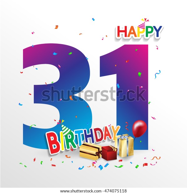 Image vectorielle de stock de Happy Birthday 31  Date Fun 