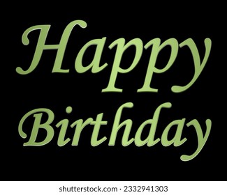 Feliz cumpleaños con texto 3d. Ornamento decorativo de vacaciones. Inscripción manuscrita con efecto volumétrico sobre un fondo negro.