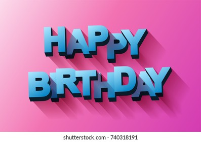 Happy birthday 3D text with shadow. Vector illustration
