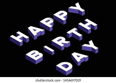 happy birthday 3d text vector