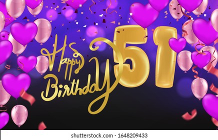 Happy Birthday 51th Anniversary Celebration Party Stock Vector (Royalty ...