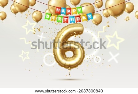 Happy Birthday 6 years anniversary of the person birthday, balloons in the form of numbers of the year. Vector illustration
